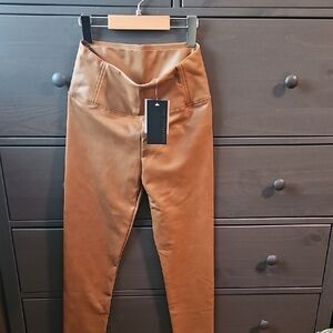 bagatelle Faux Leather Leggings in Brown